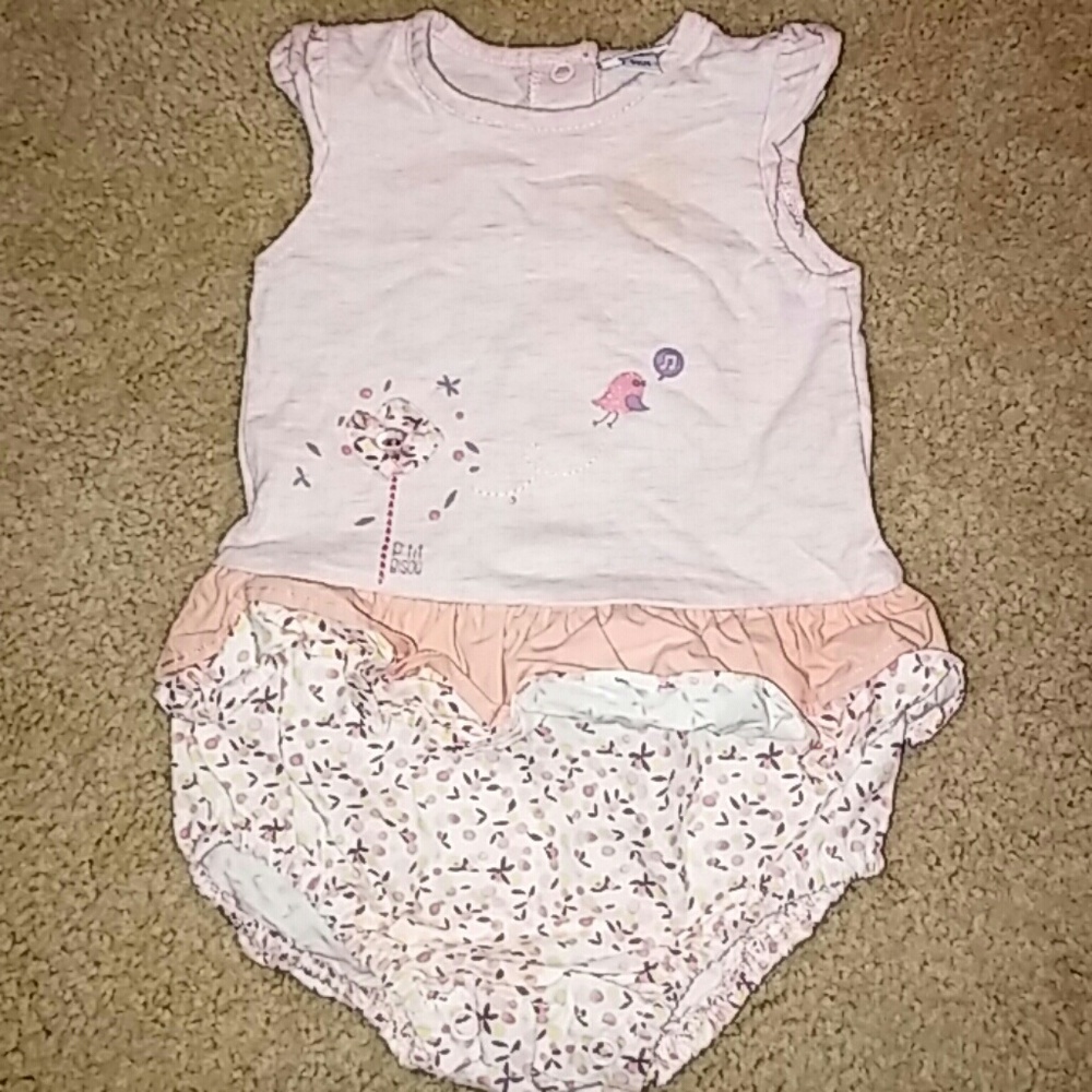 French Peach Ruffled Onsie